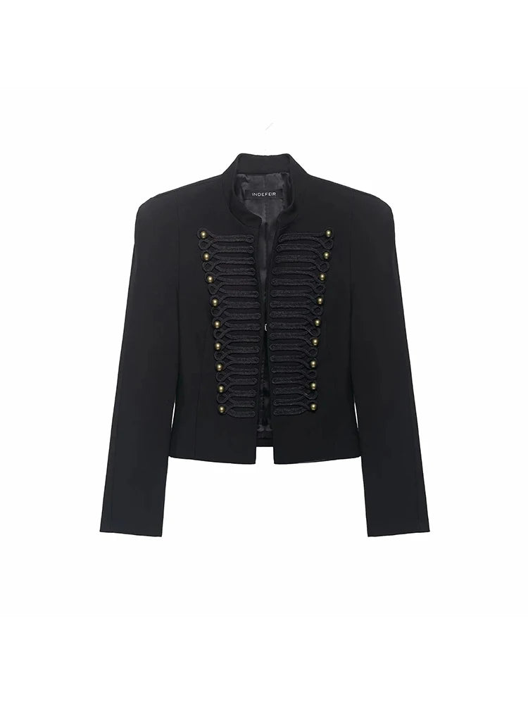 Slim Elegant Napoleon High Street Chic Shoulder Padded Jacket