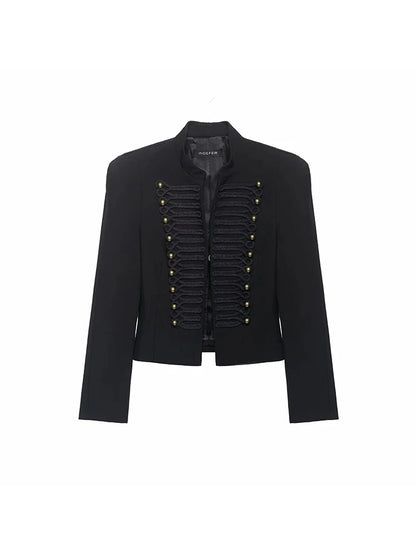 Slim Elegant Napoleon High Street Chic Shoulder Padded Jacket