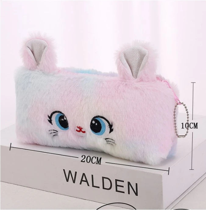 Cute gradient kitten pencil case with large capacity