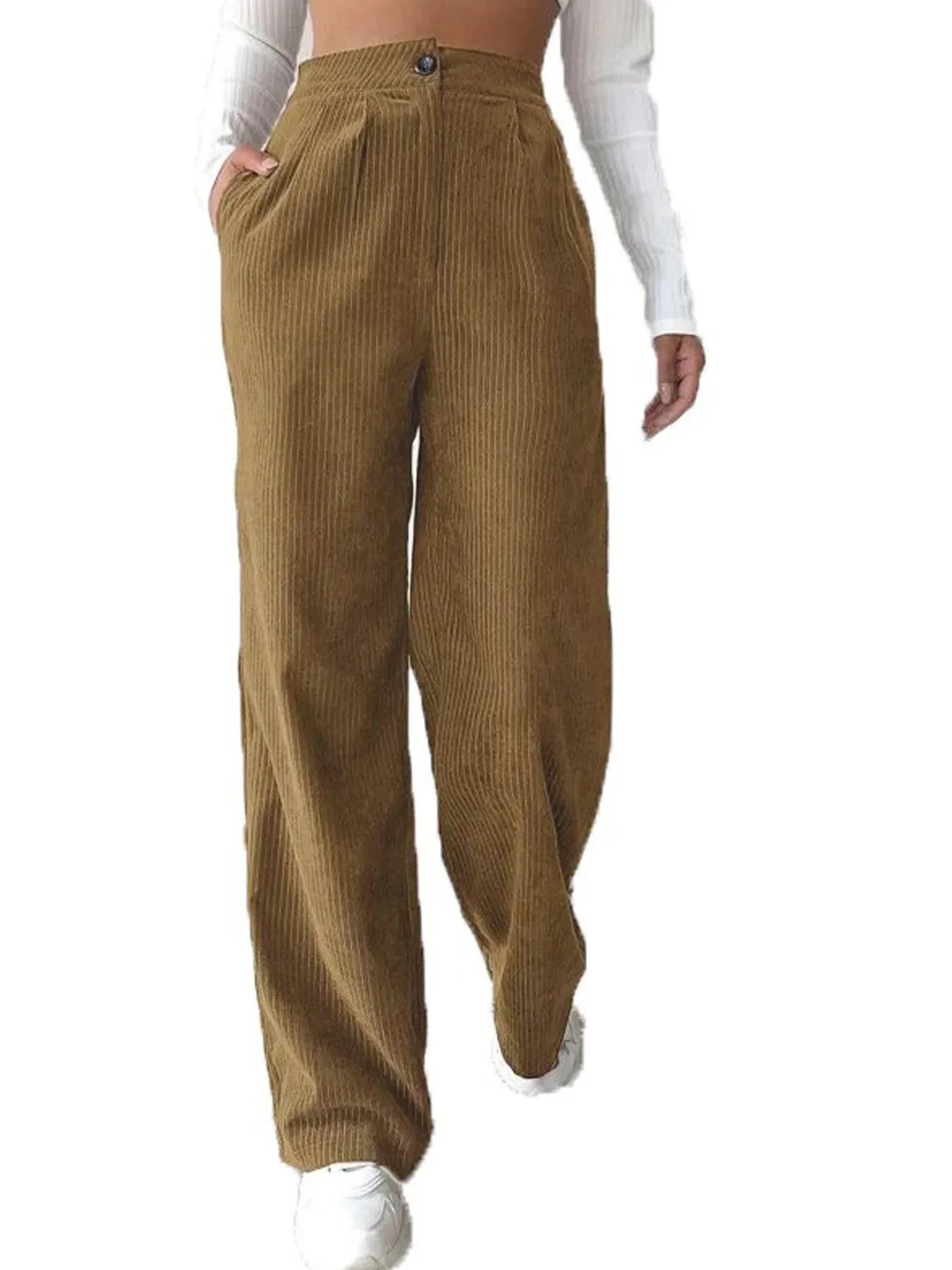 High Waist Straight Leg Trousers