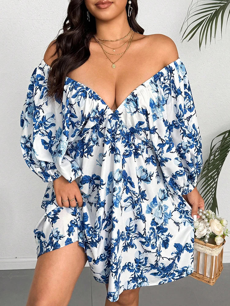 plus Size Romantic Floral Elegant Maxi Dress