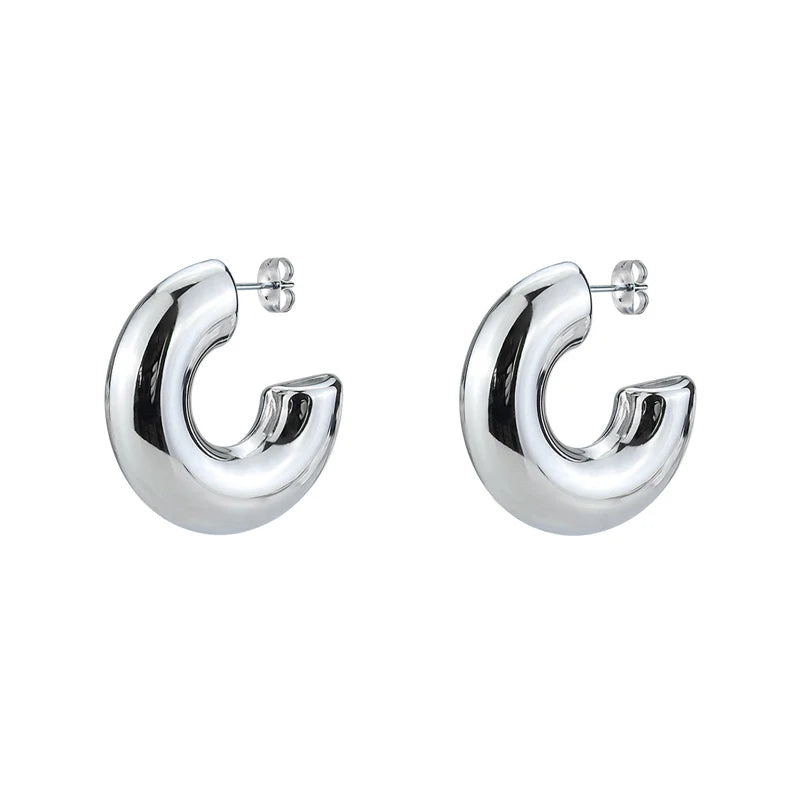DANA Smooth Circle C Shape Clip Earrings