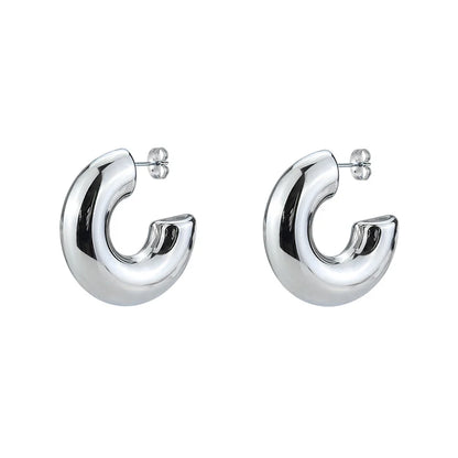 DANA Smooth Circle C Shape Clip Earrings