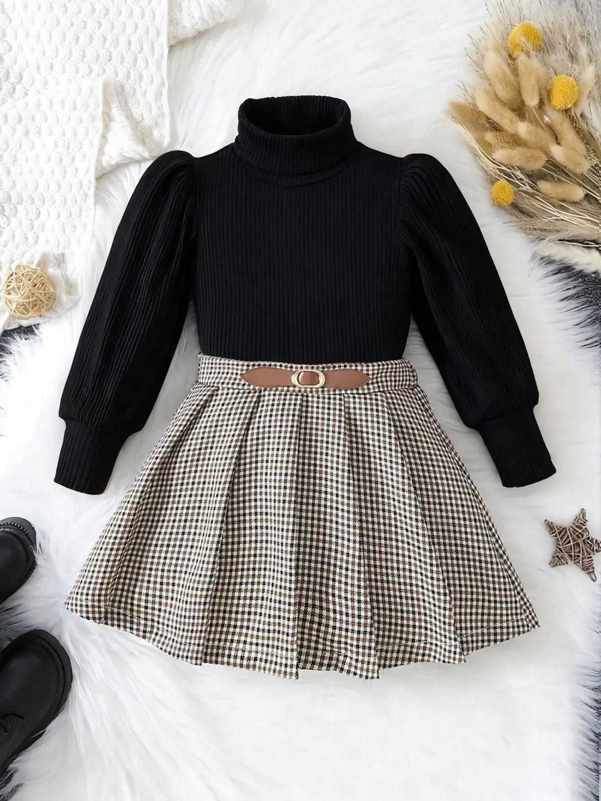 Long Sleeve Knitted Lantern Sleeve Roundneck Hoodie Set