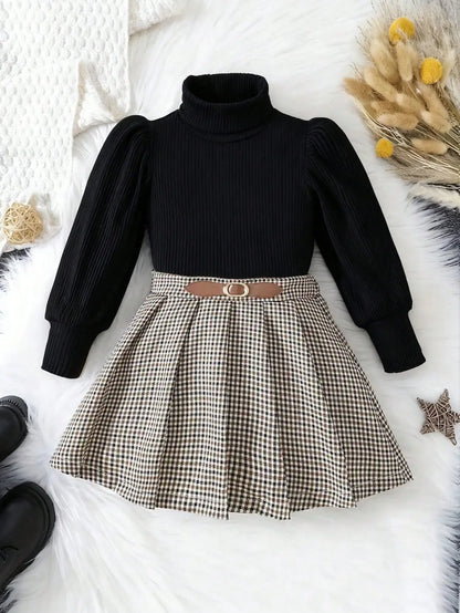 Long Sleeve Knitted Lantern Sleeve Roundneck Hoodie Set