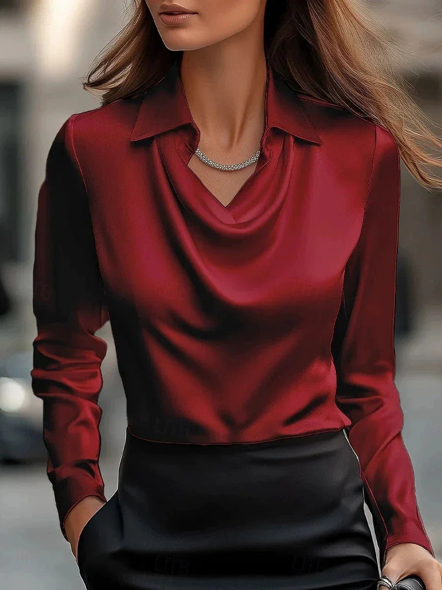 Satin Casual Long Sleeve Blouses