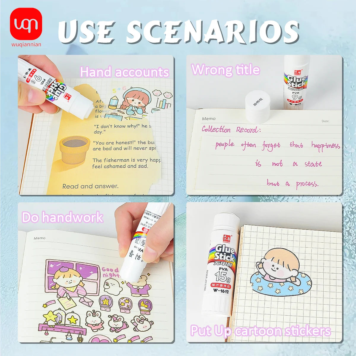 3/6PCS Student Office Stick Long Lasting Smooth Handmade Art Glue