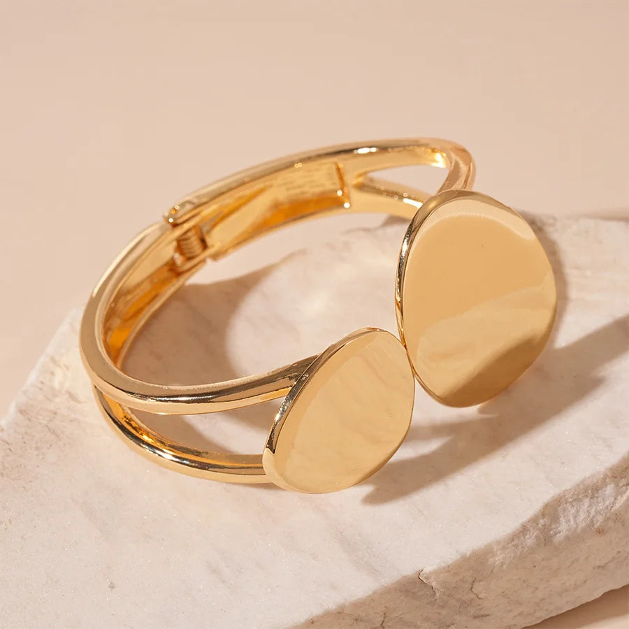 Natural Wooden Square Round Hip Hop  Rivet Beads Wide Bangles Bracelet