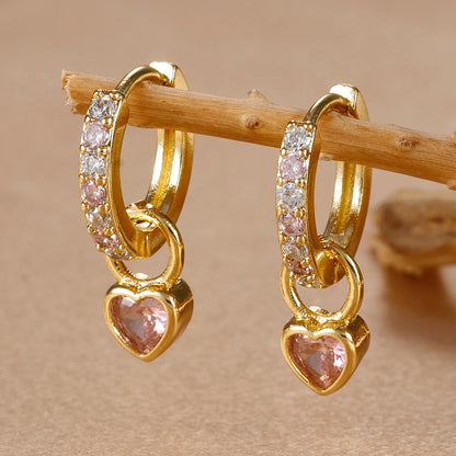 Heart Crystal Zirconia Drop Earrings