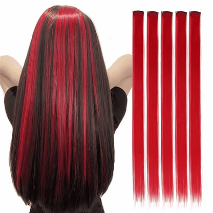 5pcs/Set Long Straight Synthetic Clip-In Hair Extensions