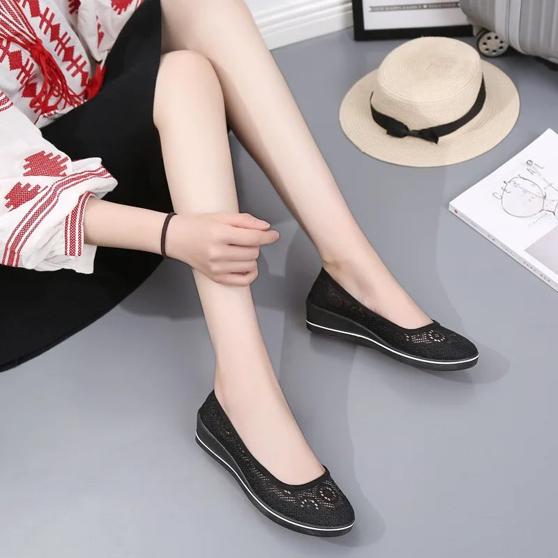 Flat Mid Wedge Heel Sneakers