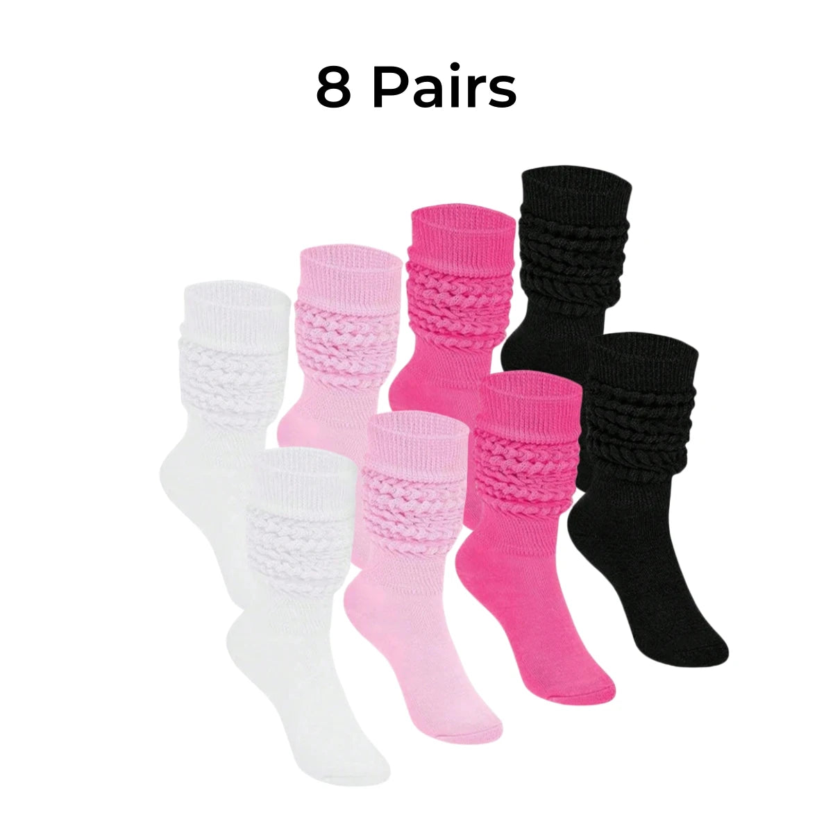4/8 Pairs Slouch Knit Scrunch Scrunchie crew socks
