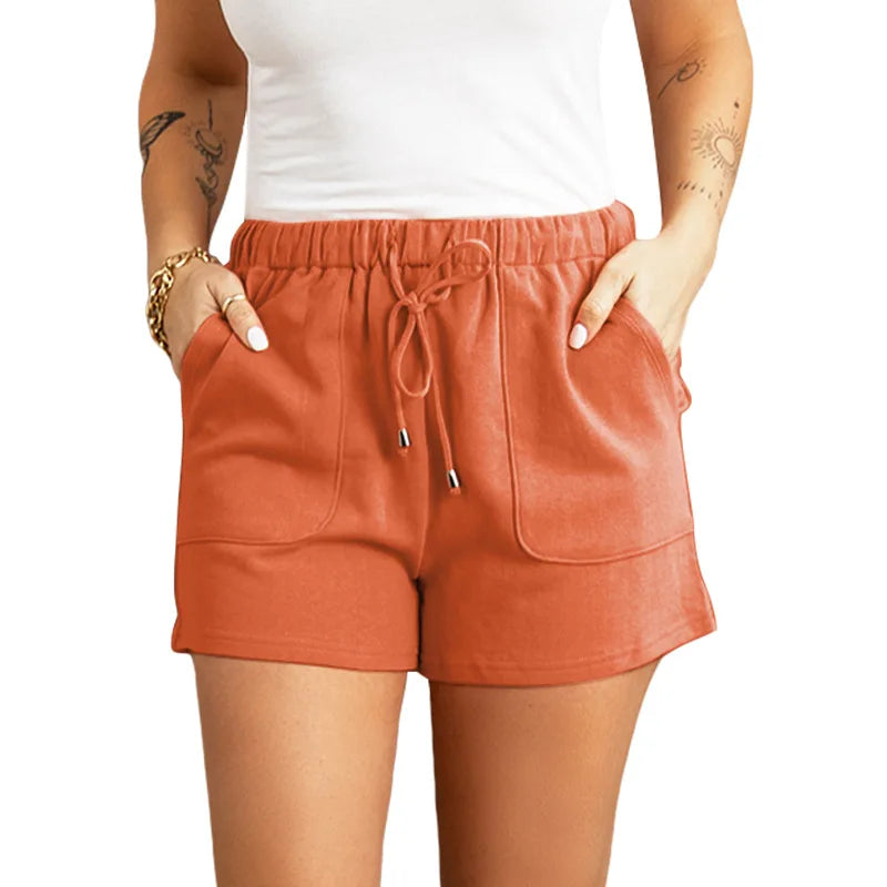 Casual high waist straight shorts
