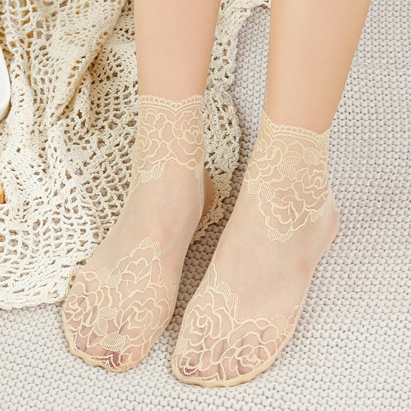 Cotton Lace Transparent Thin Short Socks
