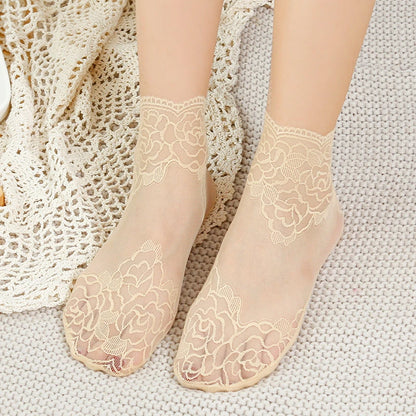 Cotton Lace Transparent Thin Short Socks