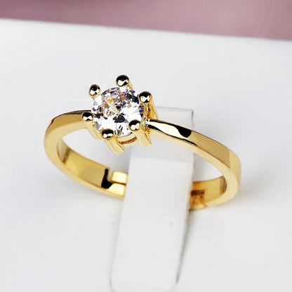 925 Sterling Silver Luxury White Bridal Ring 18K Gold Promise Love Rings