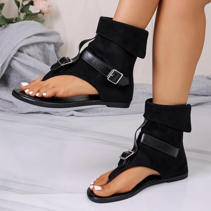 Clip Toe Roman Belt Buckle Large Size Flat Sandals