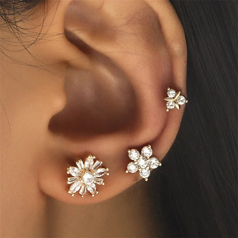 Bohemian Piercing Crystal Rhinestone Ear Cuff Wrap Earrings