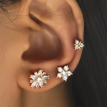 Bohemian Piercing Crystal Rhinestone Ear Cuff Wrap Earrings