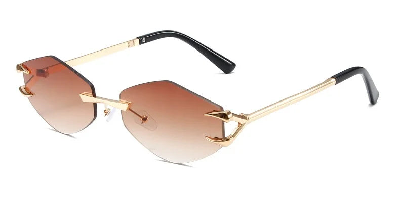 Retro Polygonal Rimless Irregular Square Sunglasses