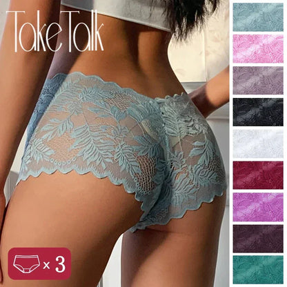 Sexy Lace Panties Floral Leaves Transparent Lingerie