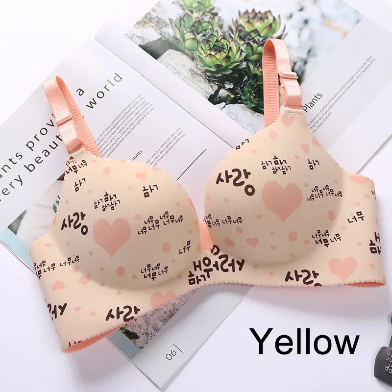 Sexy Lingerie Flower Print Gathered Bras Floral Push Up Seamless Bra Underwear