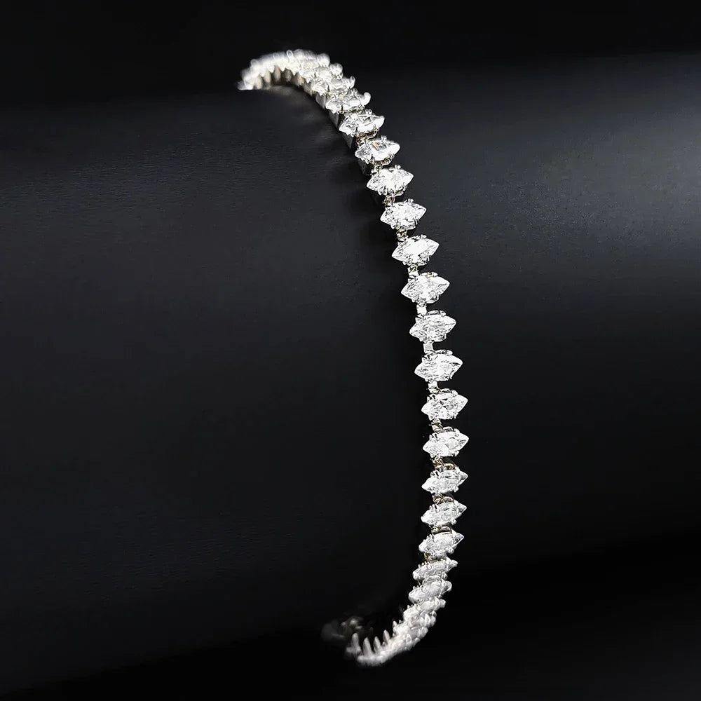 Marquise Oval Square Cut Luxury Silver Bracelet