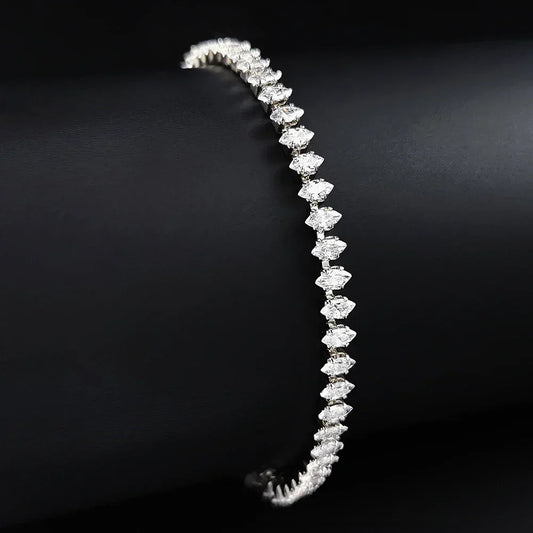 Marquise Oval Square Cut Luxury Silver Bracelet