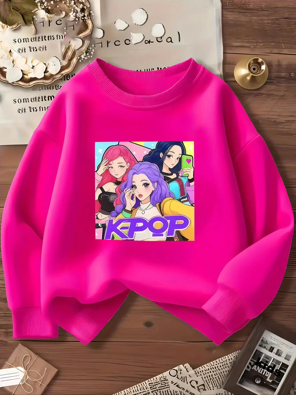 Sweet Cool Energetic Kids Sweatshirt with Trio Idol Print Hoodies