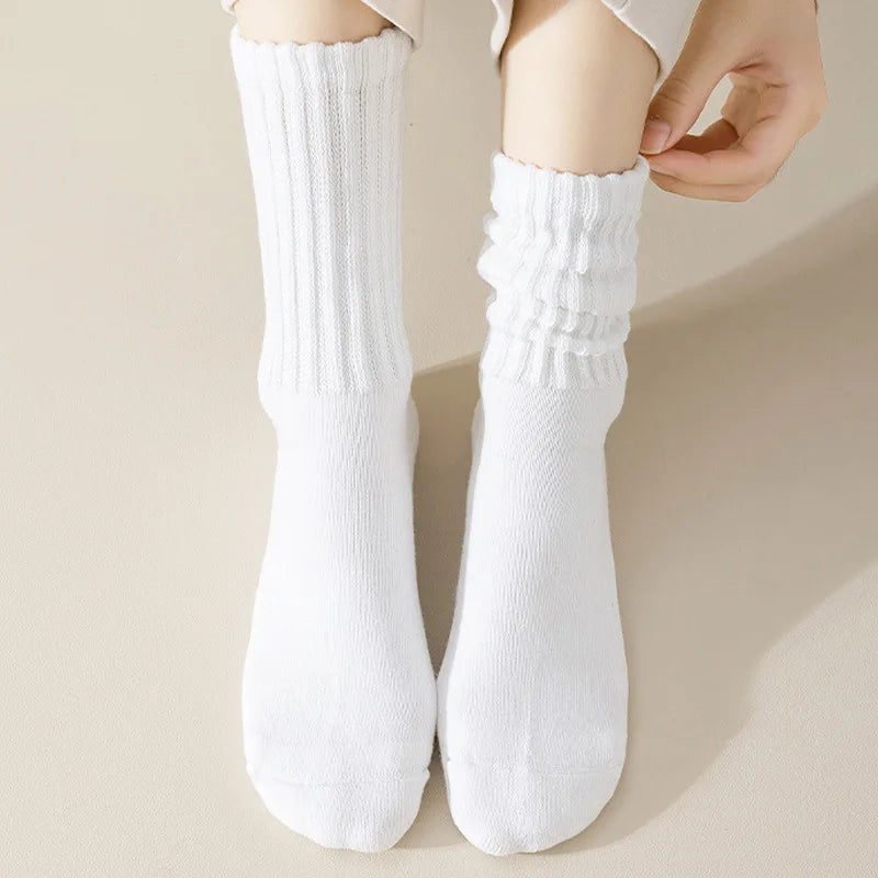 6 Pairs  Mid-Calf Warm Comfortable Casual Stacked Knitted Socks