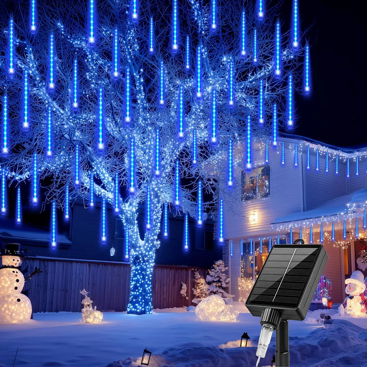 Solar LED Meteor Shower Light String Outdoor Waterproof Fairy Garden Light