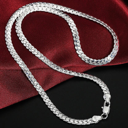 925 Sterling Silver 6mm Side Chain Necklace Jewelry