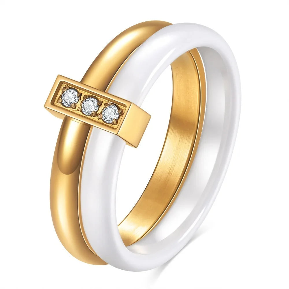 DANA Ceramic Zircon Couple Ring
