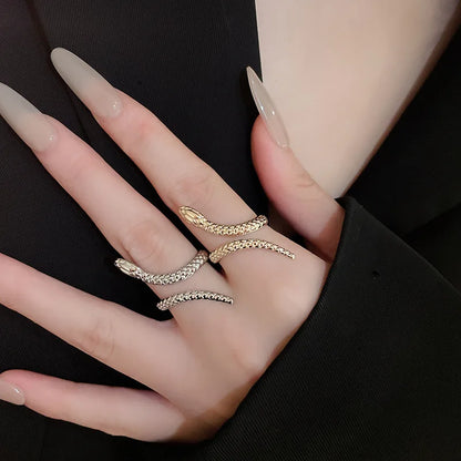 Snake Shaped Cuff Bracelet Ring Set