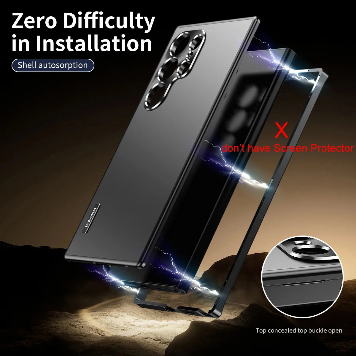 Magnetic Close Aluminum Frame Plastic Back Metal Case Cover