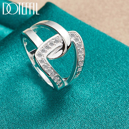 925 Sterling Silver Geometry AAAAA Zircon Ring