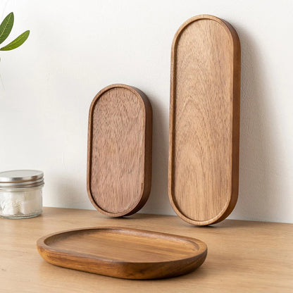 1PC Wooden Serving Oval Wood Tray