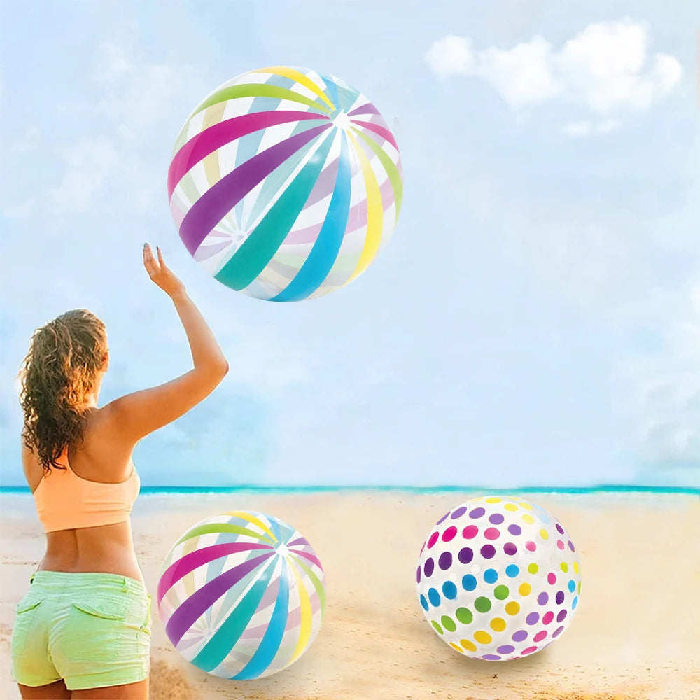 1 lorful Dots & Stripes PVC Inflatable Ball Transparent Printed Toy