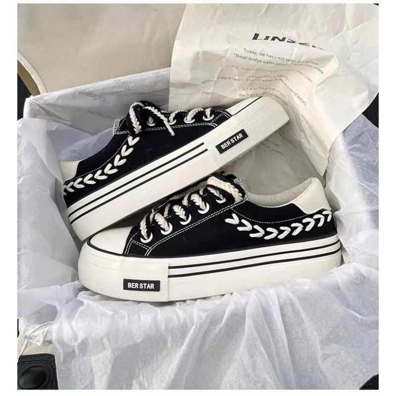Platform Vulcanized Canvas Shoe Casual Flat Sneakers