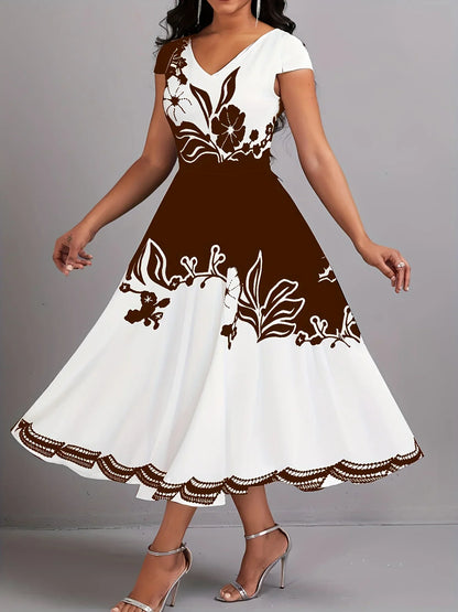 Peplum Floral Print Short Sleeves Dress