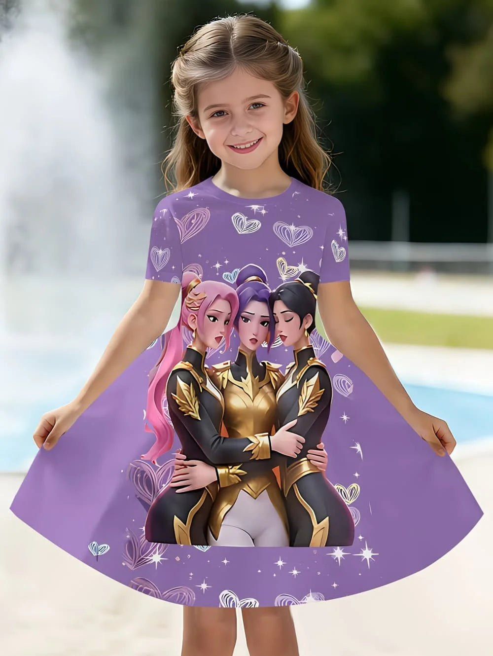 Kpop Cartoon Graphic Short Sleeve Dress
