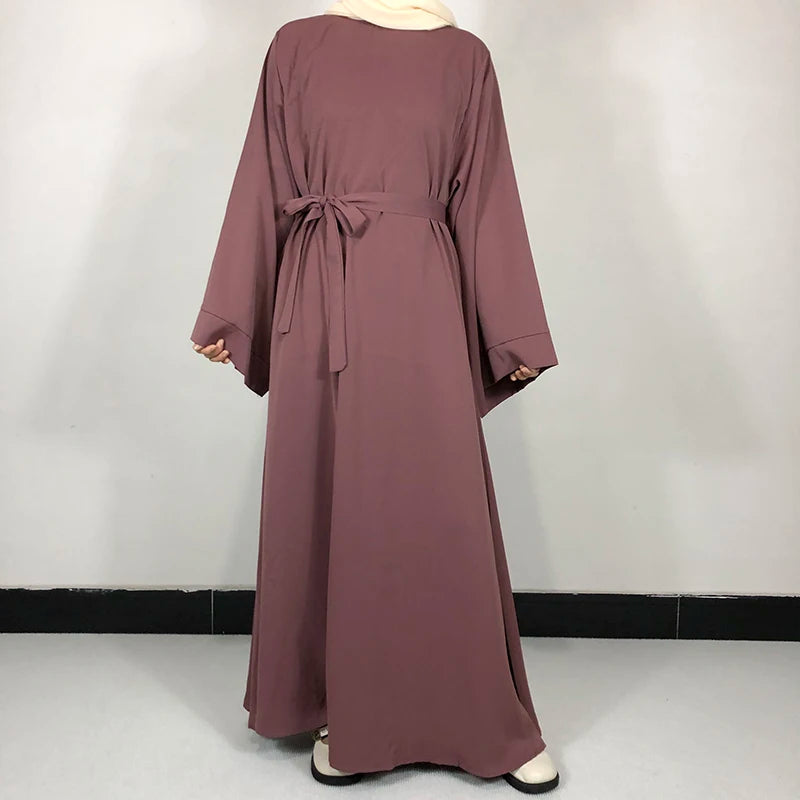 Abaya With Free Belt Muslim Dress