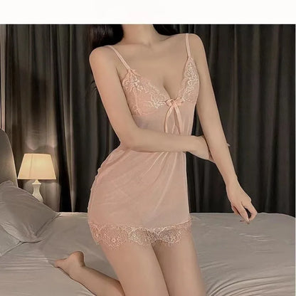 Nightgown Mesh Lace Sexy Sling Backless Lingerie