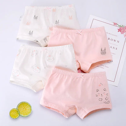 4Pcs Panties Girls Pure Cotton Boxer