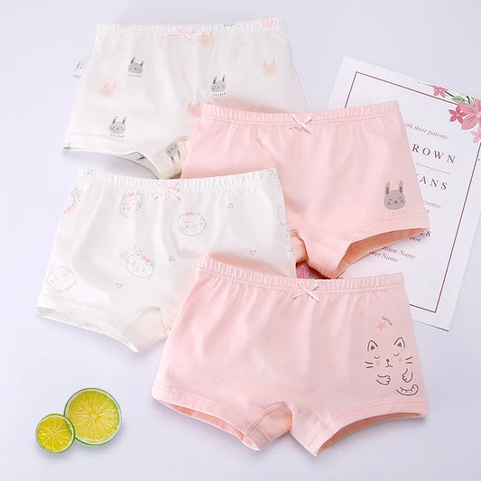 4Pcs Panties Girls Pure Cotton Boxer