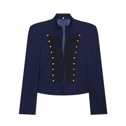 Slim Elegant Napoleon High Street Chic Shoulder Padded Jacket