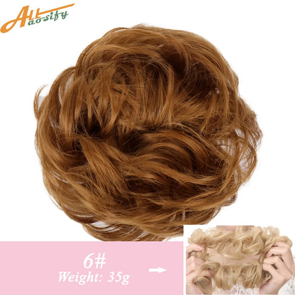 Natural Curly Messy Bun Hair Wigs