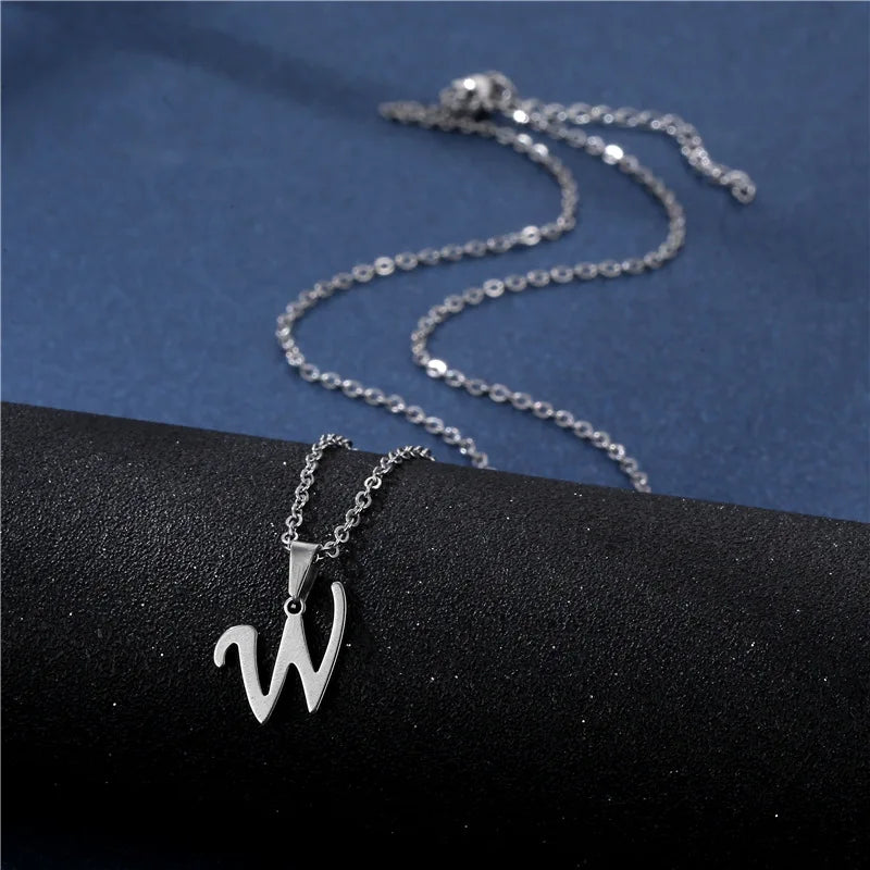 Letter Stainless Steel Letter Glossy Choker Necklaces