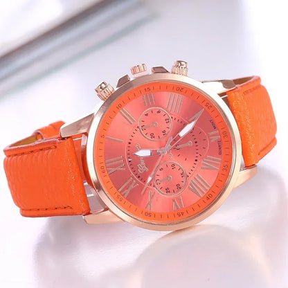 Leather Simple Quartz Wristwatch