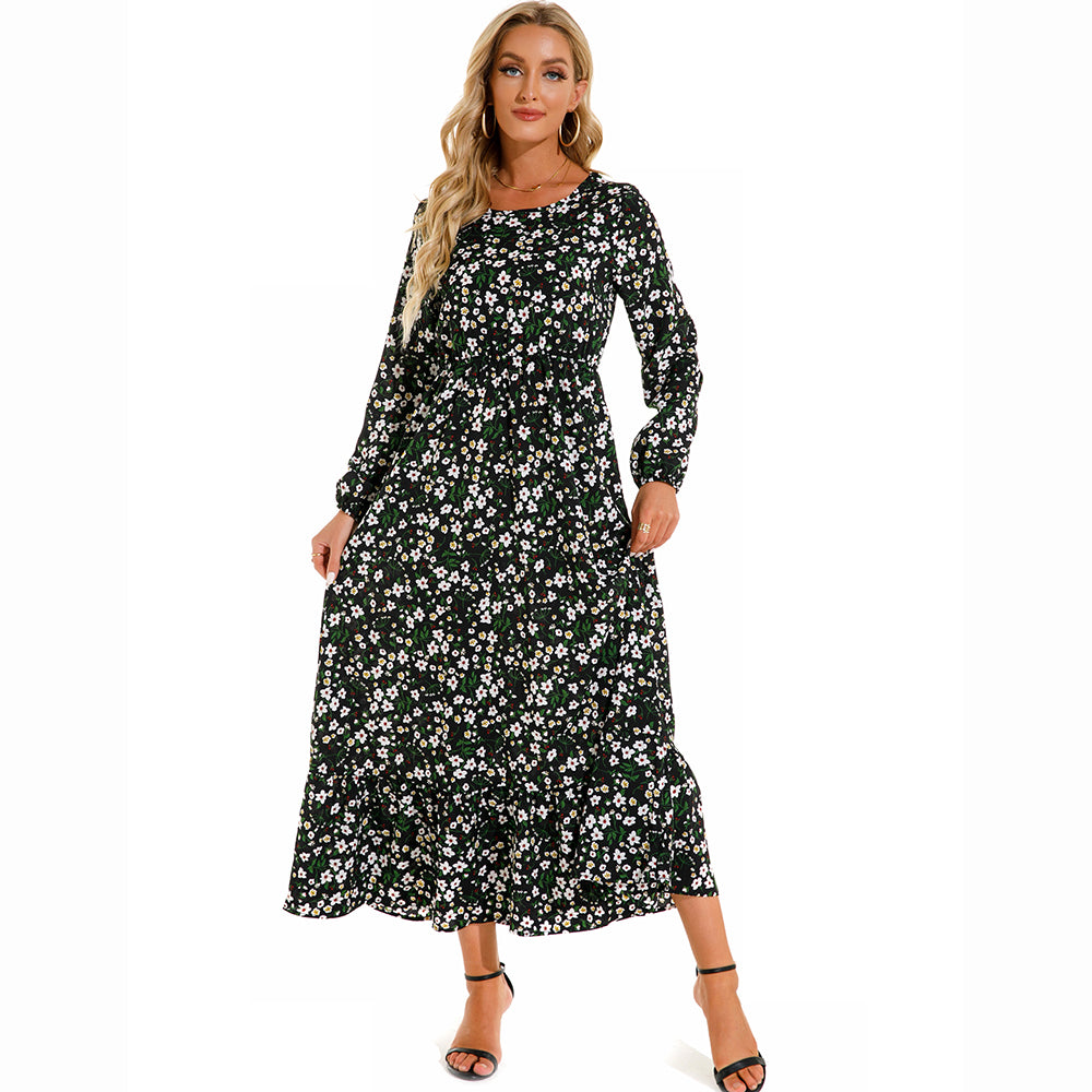 Maxi Bohemian Full Sleeve High Waist Chiffon Long Dress